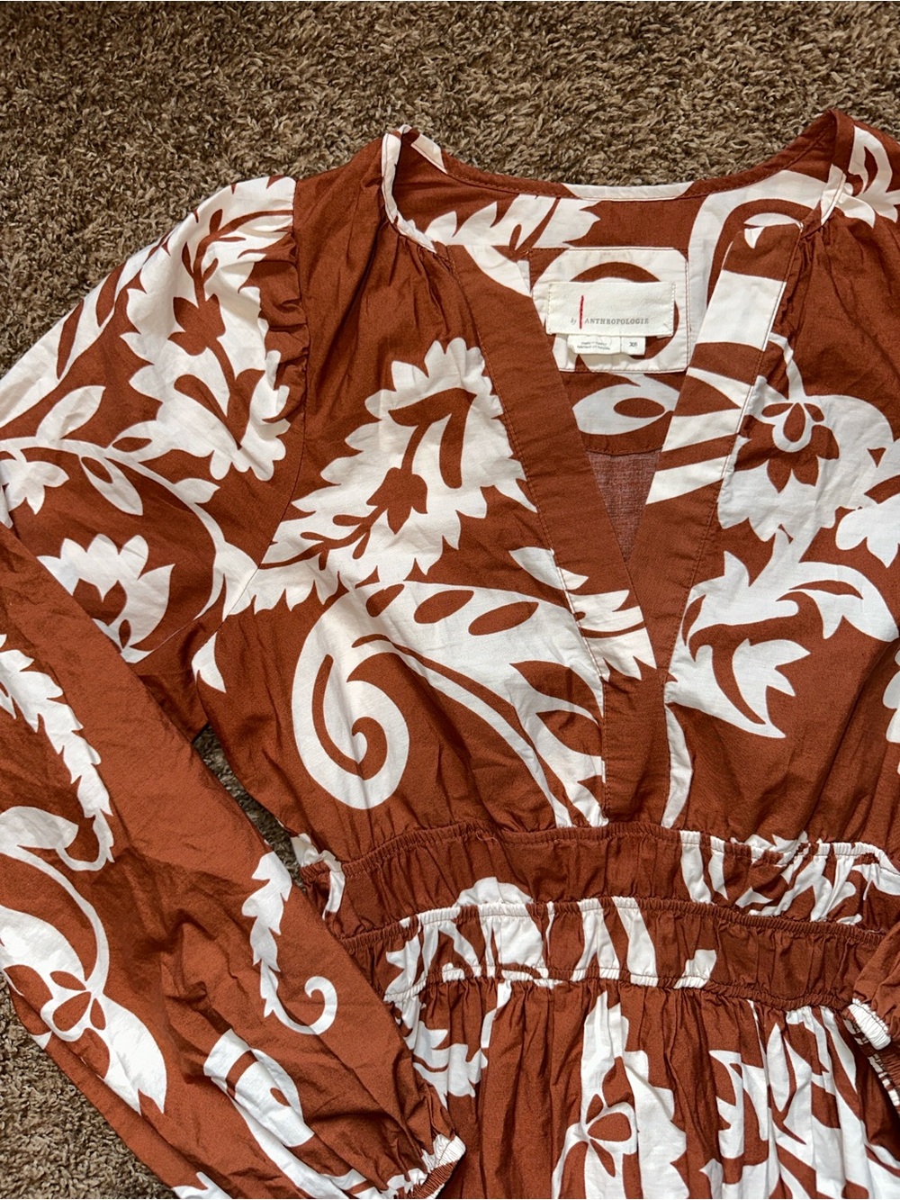 Anthropologie Somerset Long-Sleeve Poplin Maxi Dress- Size XS